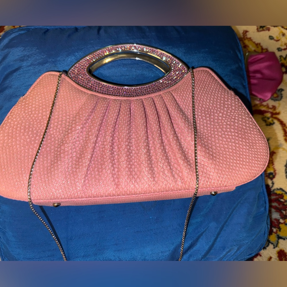 Judith Leiber Pink Clutch with Textured Design